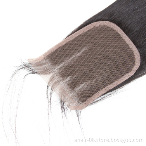 Cheap Soft And Smooth 10A 4x4 Swiss Lace Natural Color 100% Brazilian Virgin Human Hair Straight 10"-20" Lace Closure